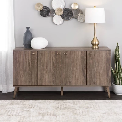 Milo Mid-Century Modern 4 Door Buffet Server - Prepac - Image 16