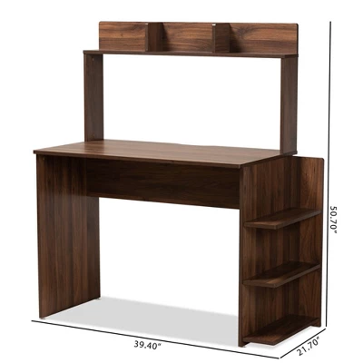 Garnet Wood Desk With Shelves Walnut/Brown - Baxton Studio - Image 7