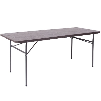Flash Furniture 6-Foot Bi-Fold Plastic Banquet And Event Folding Table With Carrying Handle - Image 7