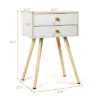 Costway 2PCS Mid Century Modern 2 Drawers Nightstand In White Sofa Side Table End Table