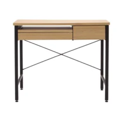 Ashwood Compact Home Office Desk With Drawers In Ashwood/Black - Studio Designs