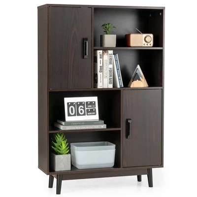 Costway Sideboard Storage Cabinet Bookshelf Cupboard W/Door Shelf Black / White / Espresso - Image 12