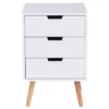 Costway Set Of 2 White Side End Table Nightstand Mid-Century Accent Wood Furniture