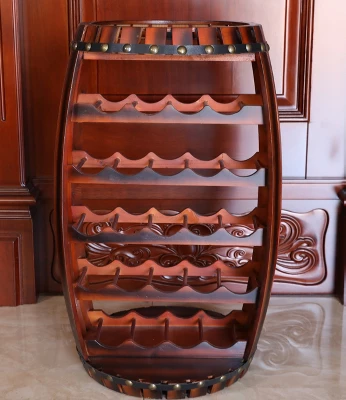 Vintiquewise Rustic Barrel Shaped Wooden Wine Rack For 23 Bottles - Image 2