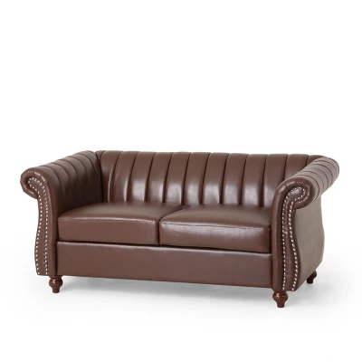 Glenmont Contemporary Channel Stitch Loveseat With Nailhead Trim - Christopher Knight Home - Image 9