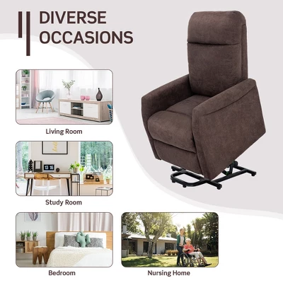 Costway Power Lift Recliner Chair For Elderly Living Room Chair W/ Remote Control GreyBrown - Image 9