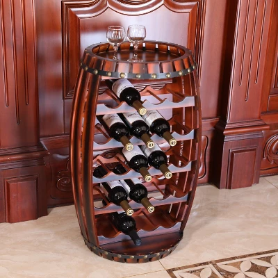 Vintiquewise Rustic Barrel Shaped Wooden Wine Rack For 23 Bottles