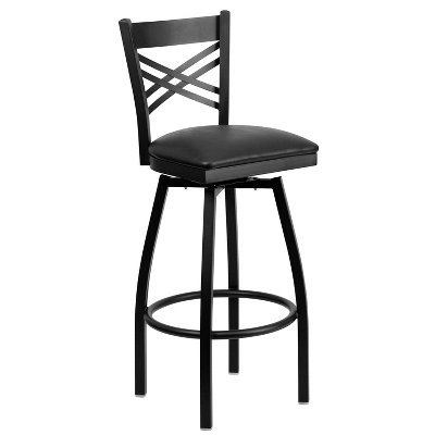 Emma And Oliver Black "X" Back Swivel Metal Restaurant Dining Barstool - Image 7