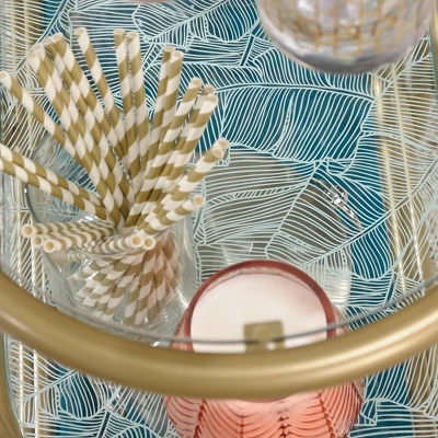 Coral Cape Bar Cart With Metal And Glass Satin Gold - Sauder - Image 3