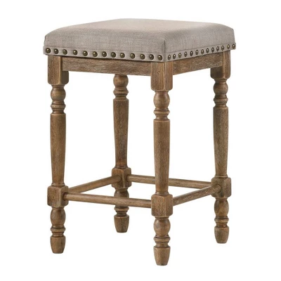 16" Farsiris Counter Height Barstool Beige Fabric/Weathered Oak Finish - Acme Furniture - Image 3