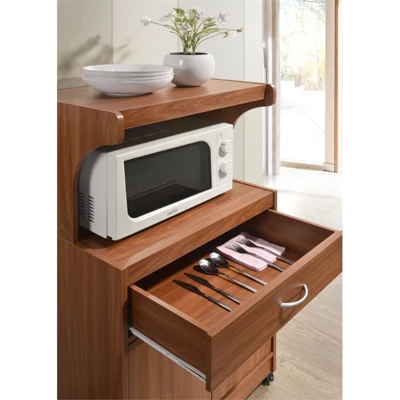 Microwave Kitchen Cart In Cherry - Hodedah - Image 4