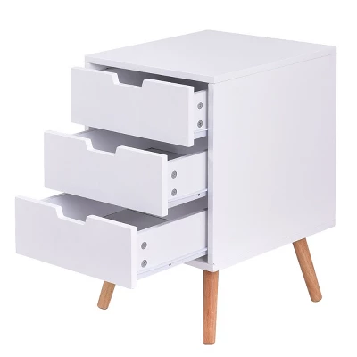 Costway Set Of 2 White Side End Table Nightstand Mid-Century Accent Wood Furniture - Image 5