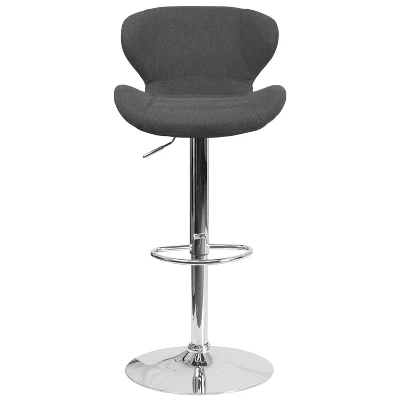 Emma And Oliver 2 Pack Contemporary Vinyl Adjustable Height Barstool With Curved Back And Chrome Base - Image 9