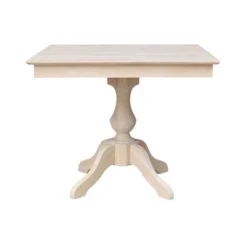 Set Of 5 36"x36" Cassandra Square Top Pedestal Table With 4 X Back Chairs Dining Sets Unfinished - International Concepts