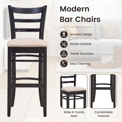 Costway Set Of 4 Bar Stools 31'' Kitchen Dining Chairs With Ergonomic Backrest & Footrest - Image 5