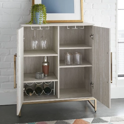 Larkin Faux Marble Wine Cabinet White - Steve Silver Co. - Image 3