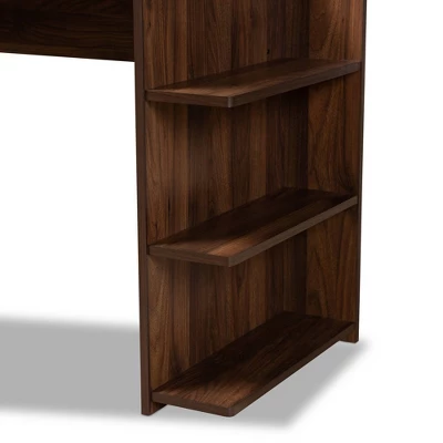 Garnet Wood Desk With Shelves Walnut/Brown - Baxton Studio - Image 3