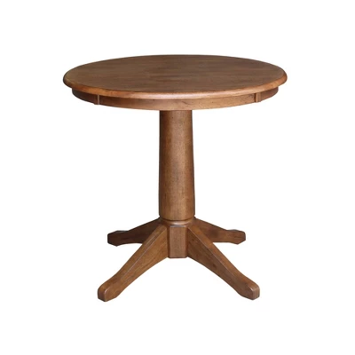 30" Corla Round Top Pedestal Table With 2 X Back Chairs Dining Sets Distressed Oak - International Concepts - Image 2