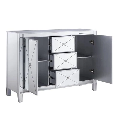 Monroe 3 Drawer Mirrored Cabinet Silver - Aiden Lane - Image 7