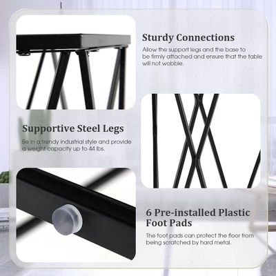 Costway Set Of 2 End Table Tempered Glass Top Metal Frame Hexagonal Accent Side Table - Image 6