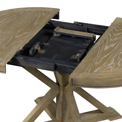 5 PCS Extendable Wood Dining Table Set With Round Table And 4 Upholstered Chairs-ModernLuxe - Image 11