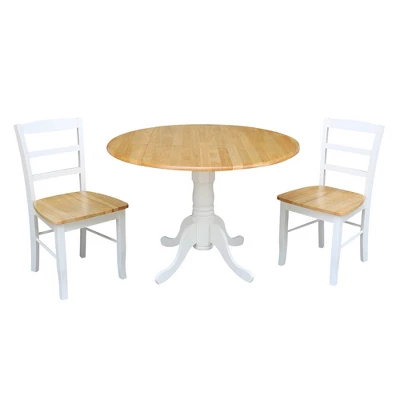 42" Dual Drop Leaf Dining Table With 2 Madrid Ladderback Chairs - International Concepts - Image 3