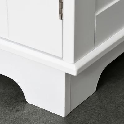 HOMCOM 67" Modern Buffet With Hutch, Louvered Kitchen Pantry Microwave Cabinet With Framed Glass Doors And 2 Drawers, White - Image 6