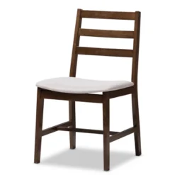 5pc Nadine Modern And Contemporary Walnut Finished Fabric Upholstered Dining Set Light Gray, Brown - Baxton Studio