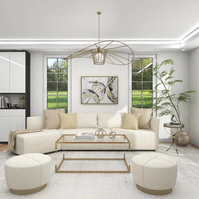 Metal And Glass Round Pedestal Table Gold - Olivia & May - Image 7