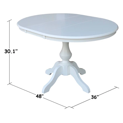 36" Round Extension Dining Table With 4 Emily Ladderback Chairs White - International Concepts - Image 3
