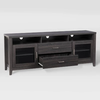 Hollywood Cabinet With Drawers TV Stand For TVs Up To 80" Dark Gray - CorLiving - Image 2