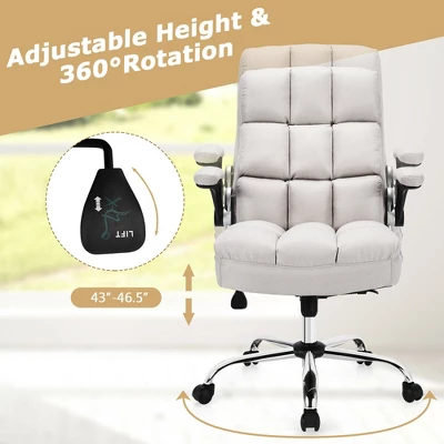 Costway High Back Big & Tall Office Chair Adjustable Swivel W/Flip-up Arm - Image 6