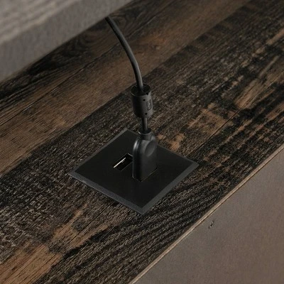 Canal Street Industrial Wood And Metal TV Stand For TVs Up To 65" Carbon Oak - Sauder - Image 4