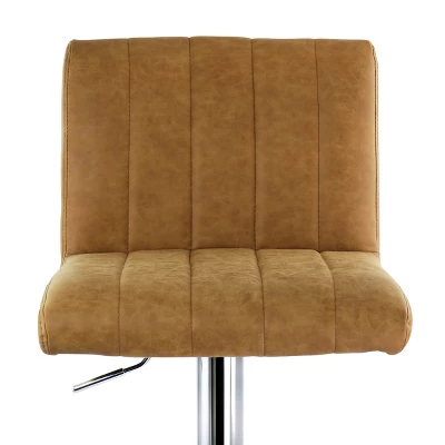 Elama 2 Piece Vintage Faux Leather Adjustable Bar Stool In Camel - Image 7