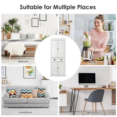 Bestcomfort Kitchen Cabinet Pantry Cupboard Freestanding W/Shelves White - Image 9