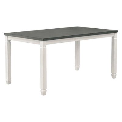 7-Piece Wooden Dining Table Set With 1 Dining Table And 6 Upholstered Chairs With Shaped Legs, Gray+White - ModernLuxe - Image 5