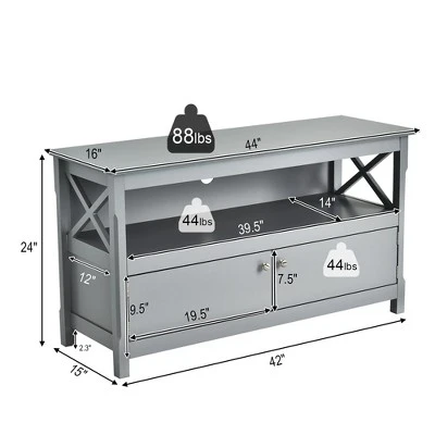 Costway Free Standing TV Cabinet Wooden Console TV Media Entertainment