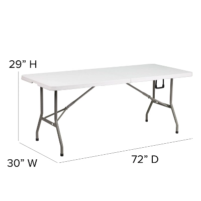 Flash Furniture 6-Foot Bi-Fold Plastic Banquet And Event Folding Table With Carrying Handle - Image 3