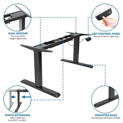 Mount-It! Dual Motor Electric Standing Desk Frame - Black - Image 5