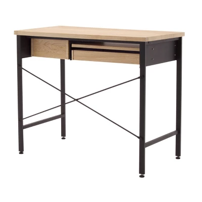 Ashwood Compact Home Office Desk With Drawers In Ashwood/Black - Studio Designs - Image 5