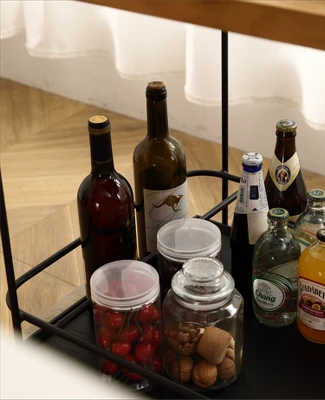 Freya 30.7 Inches White Rubber Finish/Top And Shelves With Carbon Steel Materials Bar Serving Carts- Maison Boucle - Image 3