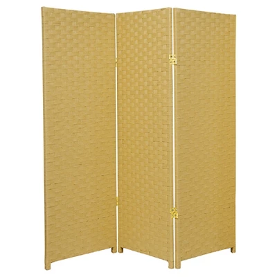 4 Ft. Tall Woven Fiber Room Divider (3 Panels) - Oriental Furniture - Image 4