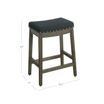 26" Blake Backless Counter Height Barstool With Nailheads - HomePop