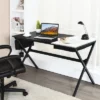Costway Computer Desk Writing Study Laptop Table W/ Drawer & Storage Bag WalnutBlack