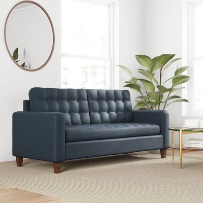 76” Brynn Upholstered Square Arm Sofa With Buttonless Tufting - Brookside Home - Image 17