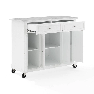 Avery Kitchen Island/Cart Distressed White/White Marble - Crosley - Image 13