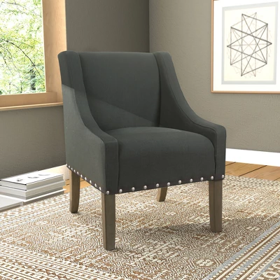 Modern Swoop Accent Chair With Nailhead Trim - Homepop - Image 9