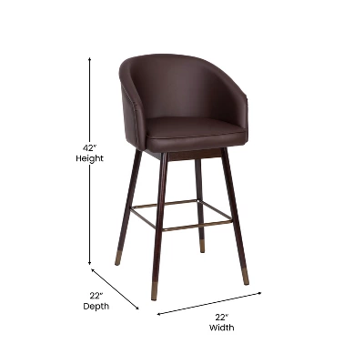 Emma And Oliver Upholstered Bar Height Dining Stool With Wood Frame - Image 6