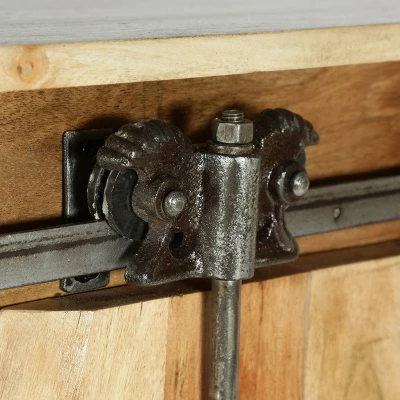 Laymon Modern Industrial Handcrafted Acacia Wood Live Edge Cabinet With Sliding Door Natural/Black - Christopher Knight Home - Image 4