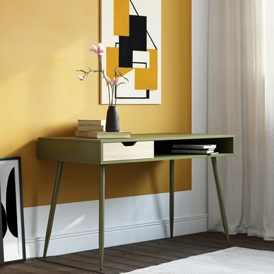 RealRooms Grafton Writing Desk, Olive Green - Image 2